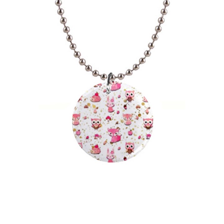 Pink Woodland Animals, Koteto 1  Button Necklace