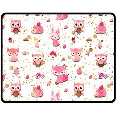 Pink Woodland Animals, Koteto Two Sides Fleece Blanket (medium)