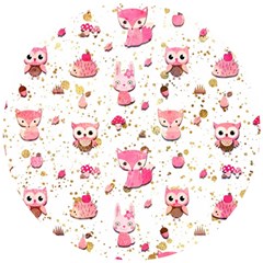 Pink Woodland Animals, Koteto Wooden Puzzle Round by kyorashop23