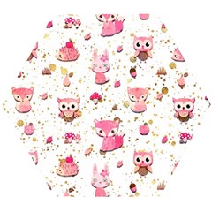 Pink Woodland Animals, Koteto Wooden Puzzle Hexagon by kyorashop23