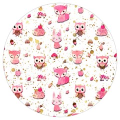 Pink Woodland Animals, Koteto Round Trivet by kyorashop23