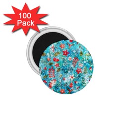 Snowy Winter Foliage, Adoxali, Christmas, Berry, Blue 1 75  Magnets (100 Pack) 