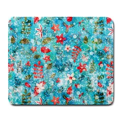 Snowy Winter Foliage, Adoxali, Christmas, Berry, Blue Large Mousepad