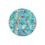 Snowy Winter Foliage, Adoxali, Christmas, Berry, Blue Magnet 3  (Round) Front