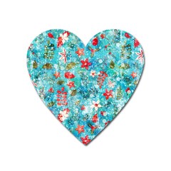 Snowy Winter Foliage, Adoxali, Christmas, Berry, Blue Heart Magnet