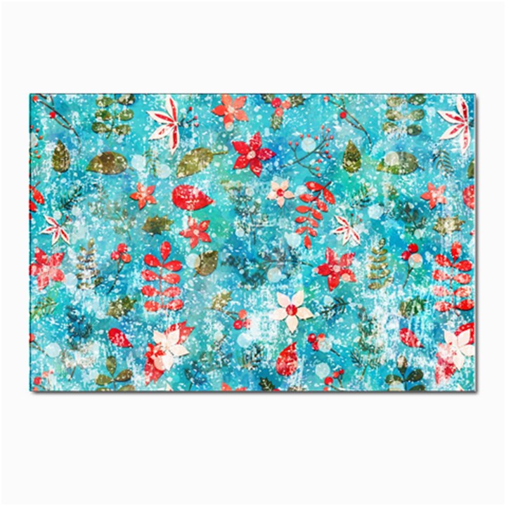 Snowy Winter Foliage, Adoxali, Christmas, Berry, Blue Postcards 5  x 7  (Pkg of 10)