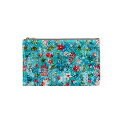 Snowy Winter Foliage, Adoxali, Christmas, Berry, Blue Cosmetic Bag (small) by kyorashop23