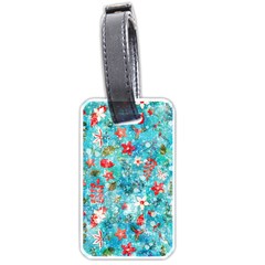 Snowy Winter Foliage, Adoxali, Christmas, Berry, Blue Luggage Tag (one Side) by kyorashop23