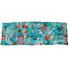 Snowy Winter Foliage, Adoxali, Christmas, Berry, Blue One Side Body Pillow Cases by kyorashop23