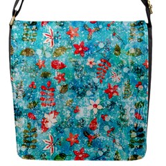 Snowy Winter Foliage, Adoxali, Christmas, Berry, Blue Flap Closure Messenger Bag (s)