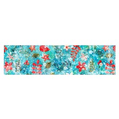 Snowy Winter Foliage, Adoxali, Christmas, Berry, Blue Oblong Satin Scarf (16  X 60 )