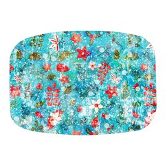 Snowy Winter Foliage, Adoxali, Christmas, Berry, Blue Mini Square Pill Box