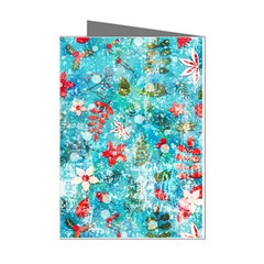 Snowy Winter Foliage, Adoxali, Christmas, Berry, Blue Mini Greeting Cards (pkg Of 8)