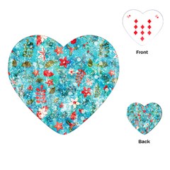 Snowy Winter Foliage, Adoxali, Christmas, Berry, Blue Playing Cards Single Design (heart)