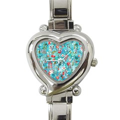 Snowy Winter Foliage, Adoxali, Christmas, Berry, Blue Heart Italian Charm Watch