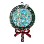 Snowy Winter Foliage, Adoxali, Christmas, Berry, Blue Metal X Mas Lollipop with Crystal Ornament Front