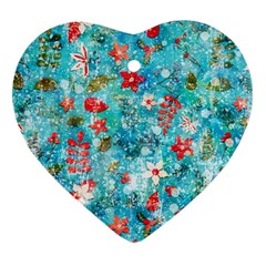 Snowy Winter Foliage, Adoxali, Christmas, Berry, Blue Heart Ornament (two Sides)