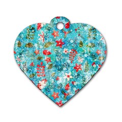 Snowy Winter Foliage, Adoxali, Christmas, Berry, Blue Dog Tag Heart (one Side)