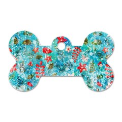 Snowy Winter Foliage, Adoxali, Christmas, Berry, Blue Dog Tag Bone (one Side)