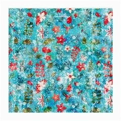 Snowy Winter Foliage, Adoxali, Christmas, Berry, Blue Medium Glasses Cloth (2 Sides)