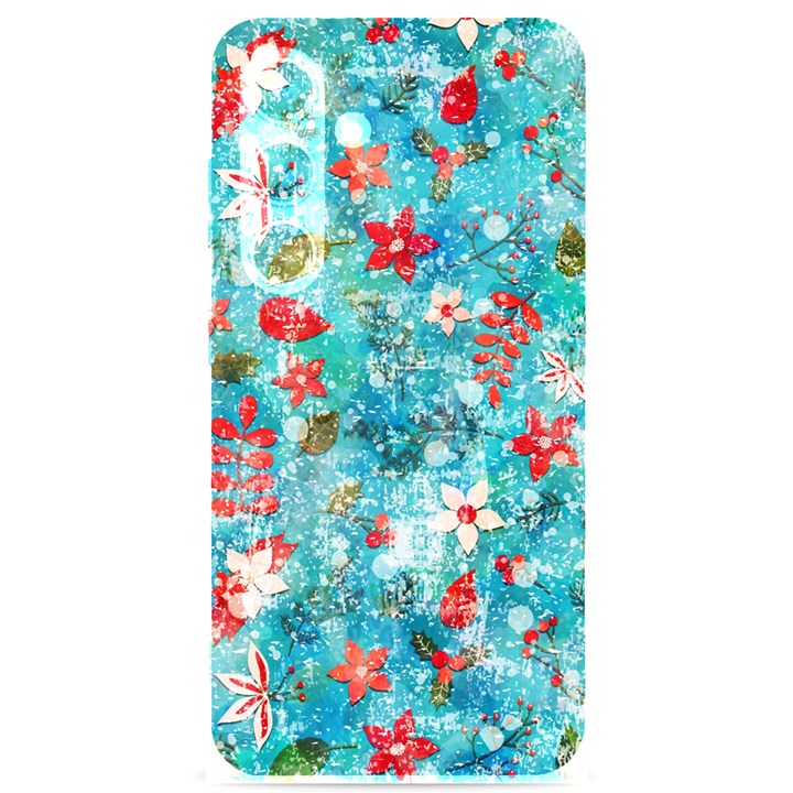 Snowy Winter Foliage, Adoxali, Christmas, Berry, Blue Samsung Galaxy S24 6.2 Inch Black TPU UV Case