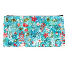 Snowy Winter Foliage, Adoxali, Christmas, Berry, Blue Pencil Cases by kyorashop23