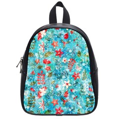 Snowy Winter Foliage, Adoxali, Christmas, Berry, Blue School Bag (small)