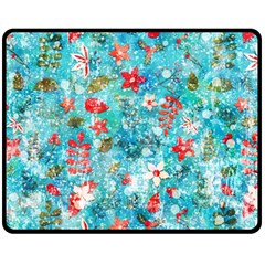 Snowy Winter Foliage, Adoxali, Christmas, Berry, Blue Fleece Blanket (medium)