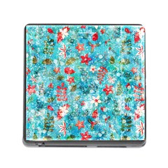 Snowy Winter Foliage, Adoxali, Christmas, Berry, Blue Memory Card Reader (square 5 Slot)