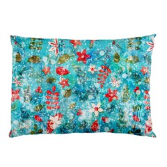 Snowy Winter Foliage, Adoxali, Christmas, Berry, Blue Pillow Case (two Sides)