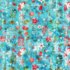 Snowy Winter Foliage, Adoxali, Christmas, Berry, Blue Play Mat (rectangle) by kyorashop23