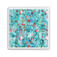 Snowy Winter Foliage, Adoxali, Christmas, Berry, Blue Memory Card Reader (square)