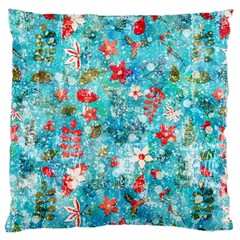 Snowy Winter Foliage, Adoxali, Christmas, Berry, Blue Large Cushion Case (one Side)