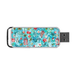 Snowy Winter Foliage, Adoxali, Christmas, Berry, Blue Portable Usb Flash (two Sides)