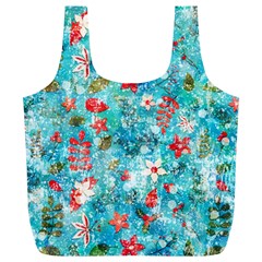 Snowy Winter Foliage, Adoxali, Christmas, Berry, Blue Full Print Recycle Bag (xl)