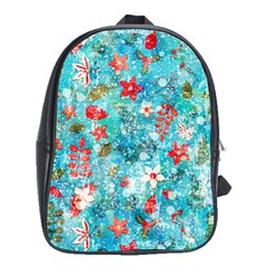 Snowy Winter Foliage, Adoxali, Christmas, Berry, Blue School Bag (xl) by kyorashop23