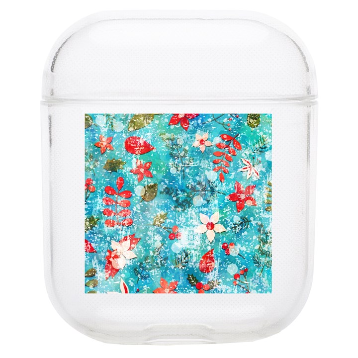 Snowy Winter Foliage, Adoxali, Christmas, Berry, Blue Soft TPU AirPods 1/2 Case