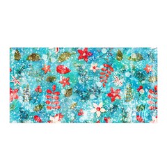 Snowy Winter Foliage, Adoxali, Christmas, Berry, Blue Satin Wrap 35  X 70 