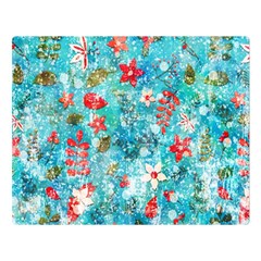 Snowy Winter Foliage, Adoxali, Christmas, Berry, Blue Premium Plush Fleece Blanket (large) by kyorashop23