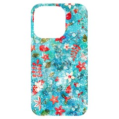 Snowy Winter Foliage, Adoxali, Christmas, Berry, Blue Iphone 14 Pro Black Uv Print Case by kyorashop23