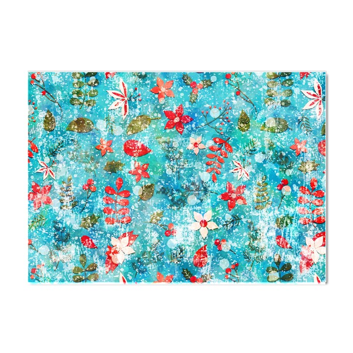 Snowy Winter Foliage, Adoxali, Christmas, Berry, Blue Crystal Sticker (A4)