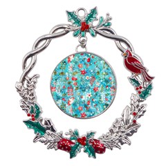 Snowy Winter Foliage, Adoxali, Christmas, Berry, Blue Metal X mas Wreath Holly Leaf Ornament