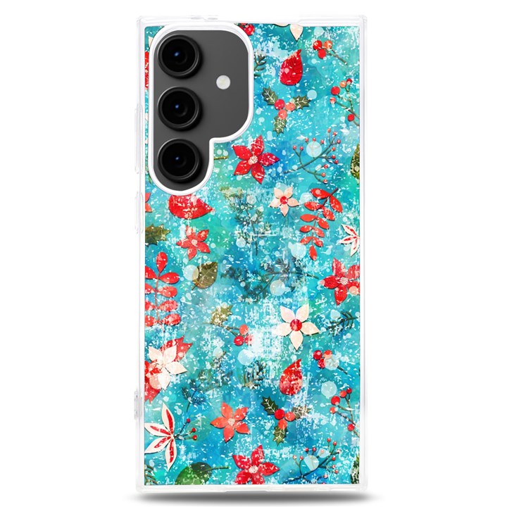 Snowy Winter Foliage, Adoxali, Christmas, Berry, Blue Samsung Galaxy S24 Plus 6.7 Inch TPU UV Case