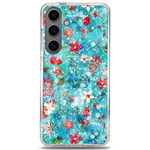 Snowy Winter Foliage, Adoxali, Christmas, Berry, Blue Samsung Galaxy S24 6.2 Inch TPU UV Case Front