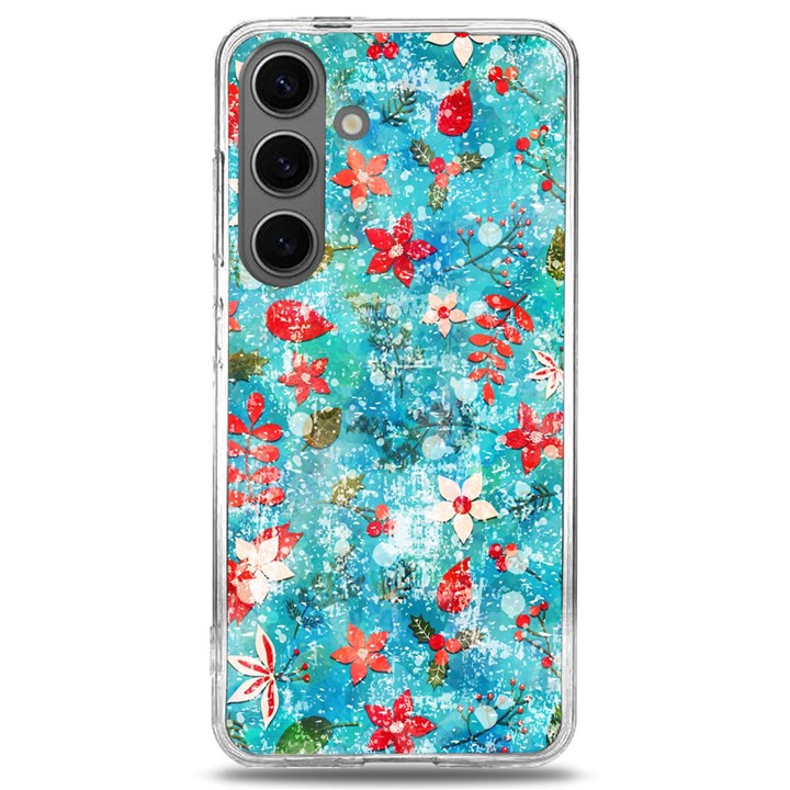 Snowy Winter Foliage, Adoxali, Christmas, Berry, Blue Samsung Galaxy S24 6.2 Inch TPU UV Case