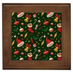 Texture, Pattern, Red, Craciun, Christmas, Hat, Santa, Green Framed Tile Front