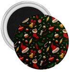 Texture, Pattern, Red, Craciun, Christmas, Hat, Santa, Green 3  Magnets Front