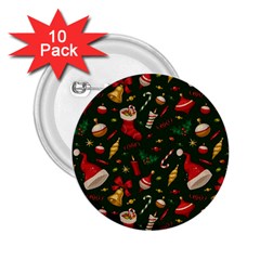 Texture, Pattern, Red, Craciun, Christmas, Hat, Santa, Green 2 25  Buttons (10 Pack) 