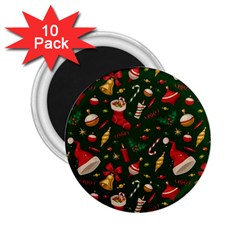 Texture, Pattern, Red, Craciun, Christmas, Hat, Santa, Green 2 25  Magnets (10 Pack)  by kyorashop23