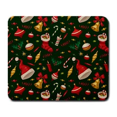 Texture, Pattern, Red, Craciun, Christmas, Hat, Santa, Green Large Mousepad